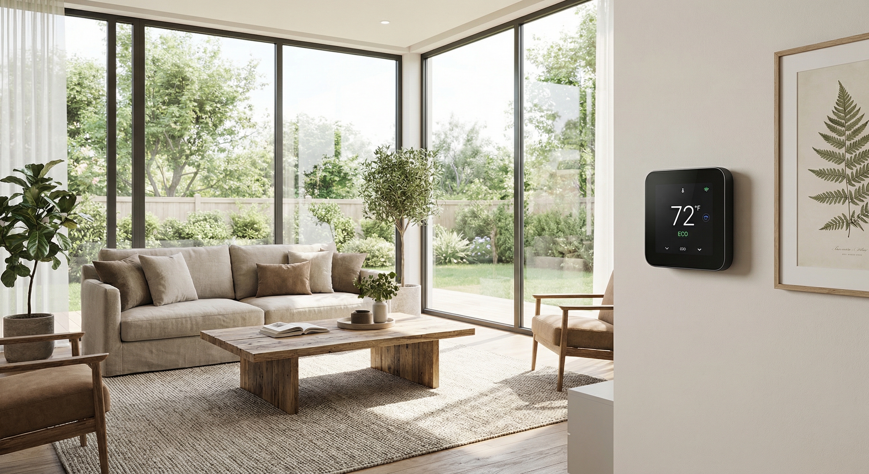 Smart thermostat and modern living room