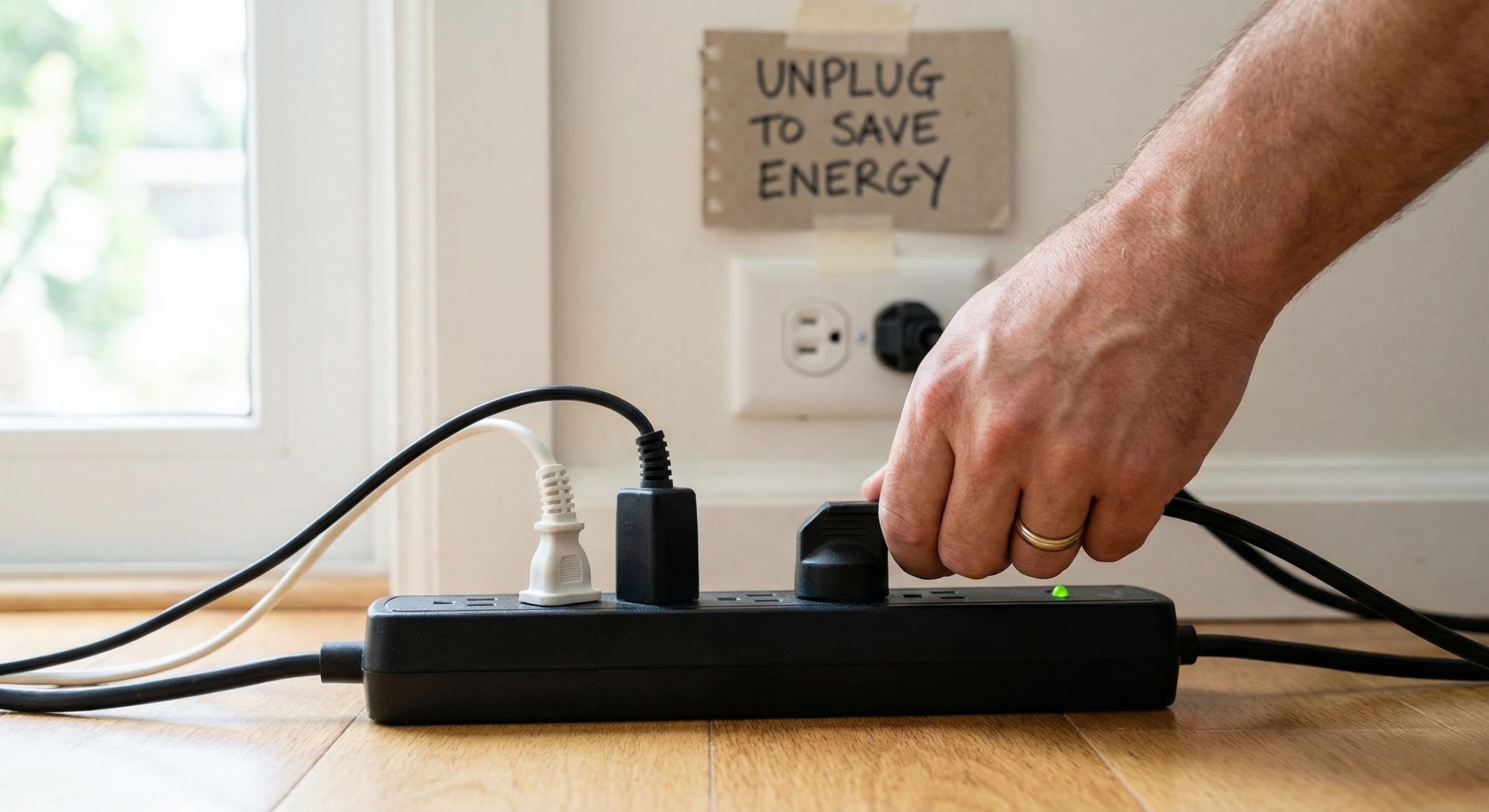 Power strip being unplugged